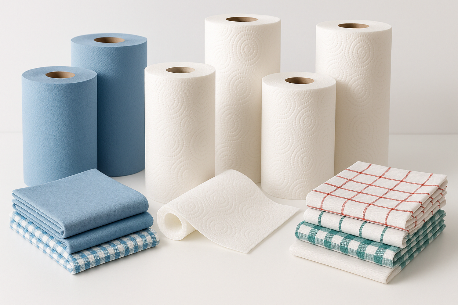Blue White Rolls & Cleaning Supplies