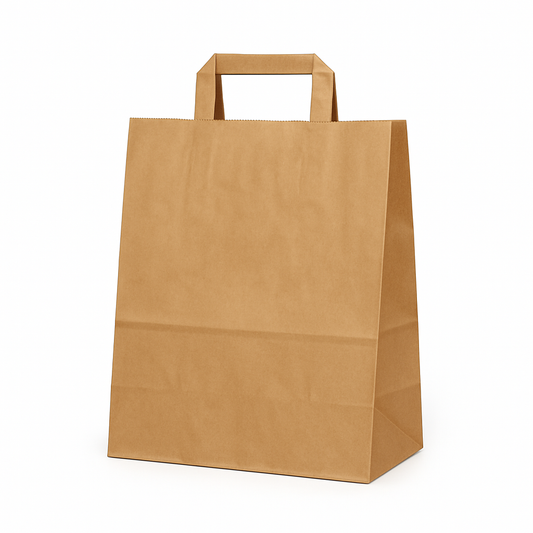Eco-Friendly Recycled Brown Paper Bags with Flat Handles –  Carrier Bags