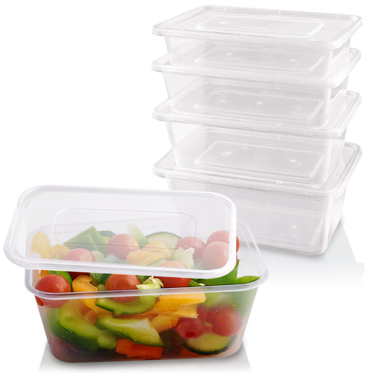 750ml Clear Plastic Food Storage Containers with Lids – Recyclable