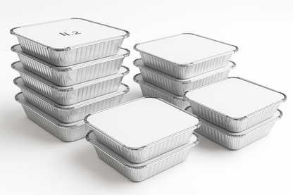 NO.2 Aluminium foil conatiners 3,4 bundles with white card lid 