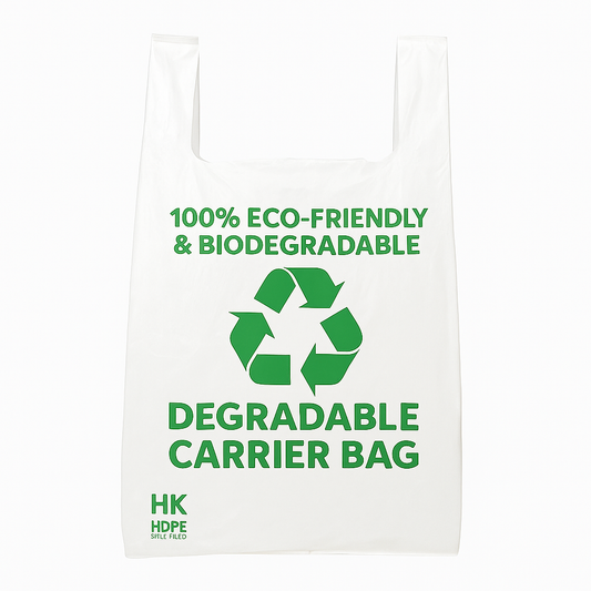 Eco-friendly Biodegradable White Vest Carrier Bags Recycled 11x17x21